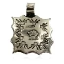 Handmade Feather Bear Navajo Native American Nickel Pendant 13128-1