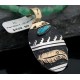 Handmade Feather Certified Authentic Navajo .925 Sterling Silver 12kt Gold Filled Natural Turquoise Native American Necklace 390615942435