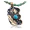 Handmade Feather Certified Authentic Navajo .925 Sterling Silver 12kt Gold Filled Turquoise Native American Necklace 370842449545