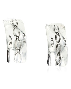 Handmade Feather Certified Authentic Navajo .925 Sterling Silver Stud Native American Earrings 17136-2