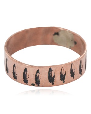 Handmade Feather Certified Authentic Navajo Native American Pure Copper Ring 17091-11