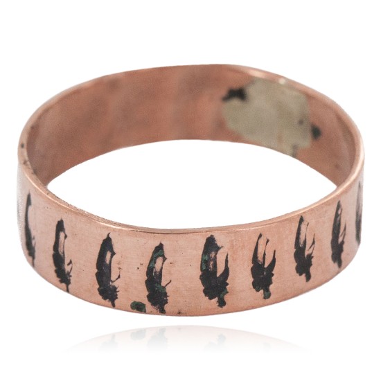 Handmade Feather Certified Authentic Navajo Native American Pure Copper Ring 17091-11