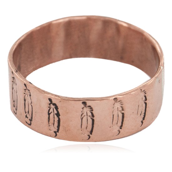 Handmade Feather Certified Authentic Navajo Native American Pure Copper Ring 17092-7