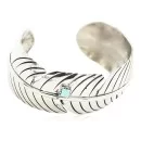 Handmade Feather Roanhorse Navajo Nickel Natural Turquoise Native American Bracelet 12841-2