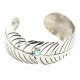 Handmade Feather Certified Authentic Roanhorse Navajo Nickel Natural Turquoise Native American Bracelet 12841-2