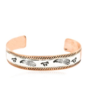 Handmade Feather Horse Certified Authentic Navajo Pure .925 Sterling Silver and Copper Native American Bracelet 12776
