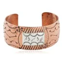 Handmade Feather Kokopelli Navajo Pure .925 Sterling Silver and Copper Native American Bracelet 12783-2
