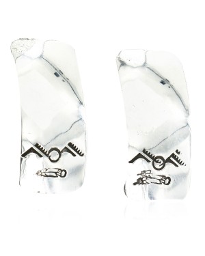 Handmade Feather Mountain Certified Authentic Navajo .925 Sterling Silver Stud Native American Earrings 17136-3