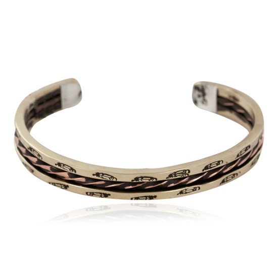 Handmade Feather Navajo Certified Authentic Pure Copper and Brass Native American Bracelet 12958-4