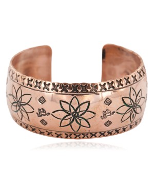 Handmade Flower Certified Authentic Navajo Pure Copper Native American Bracelet 12868-10