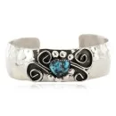 Handmade Navajo Natural Turquoise Nickel Bracelet 13060