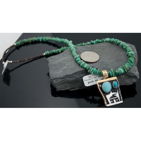 Handmade Hogan Certified Authentic Navajo .925 Sterling Silver 12kt Gold Filled Turquoise Native American Necklace 370794699246