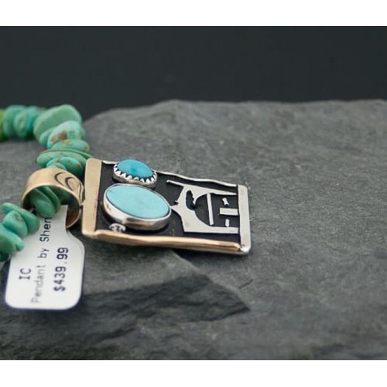 Handmade Hogan Certified Authentic Navajo .925 Sterling Silver 12kt Gold Filled Turquoise Native American Necklace 370794699246