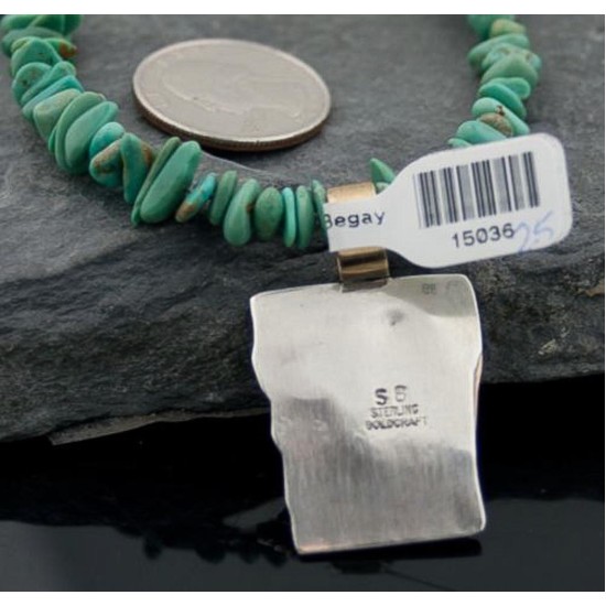Handmade Hogan Certified Authentic Navajo .925 Sterling Silver 12kt Gold Filled Turquoise Native American Necklace 370794699246