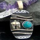 Handmade Hogan Navajo .925 Sterling Silver 12kt Gold Filled Turquoise Native American Necklace 370795908957