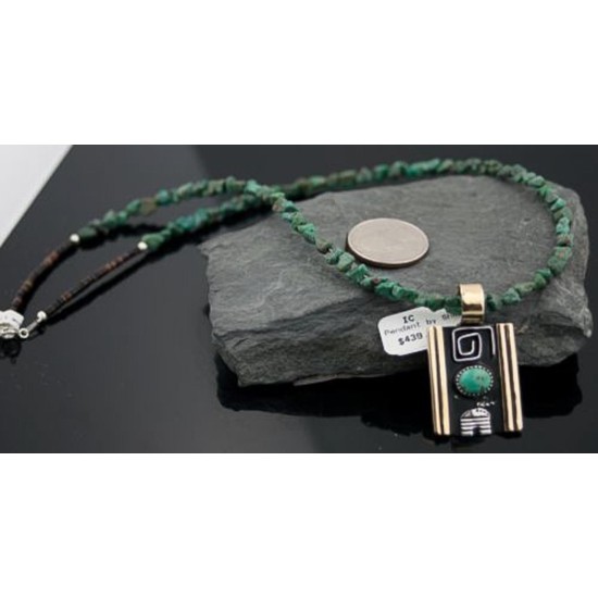 Handmade HoganCertified Authentic Navajo .925 Sterling Silver and 12kt Gold Filled Turquoise 6 Native American Necklace 390582570842 Handmade HoganCertified Authentic Navajo .925 Sterling Silver and 12kt Gold Filled Turquoise 6 Native American Necklace 390582570842