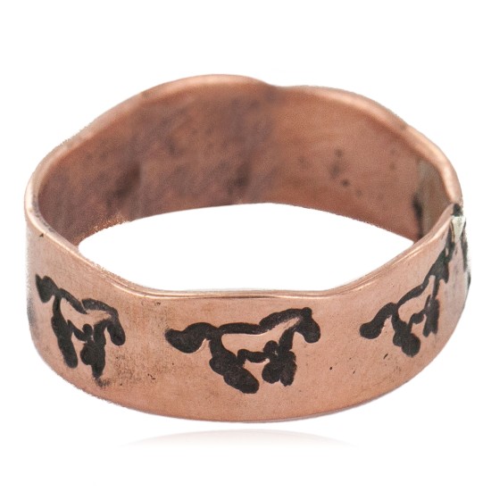 Handmade Horse Certified Authentic Navajo Native American Pure Copper Ring 17093-1