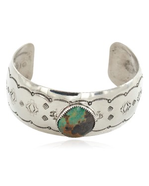 Handmade Horse Certified Authentic Navajo Nickel Natural Turquoise Native American Bracelet 01 12784-12