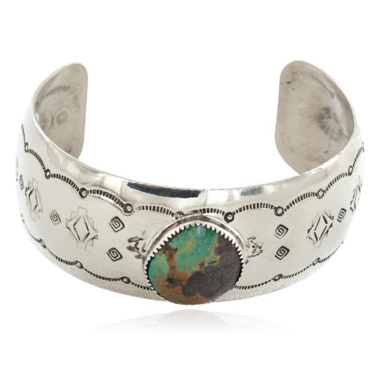 Handmade Horse Certified Authentic Navajo Nickel Natural Turquoise Native American Bracelet 01 12784-12