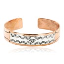 Handmade Horse Certified Authentic Navajo Pure .925 Sterling Silver and Copper Native American Bracelet 12762-3-0