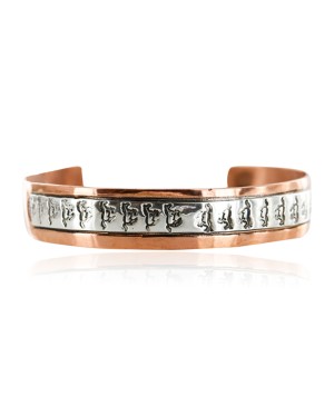 Handmade Horse Certified Authentic Navajo Pure .925 Sterling Silver Copper Native American Bracelet 12721-5