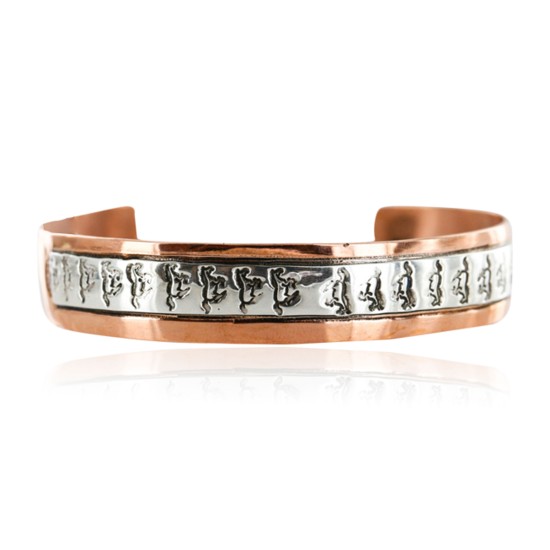 Handmade Horse Certified Authentic Navajo Pure .925 Sterling Silver Copper Native American Bracelet 12721-5