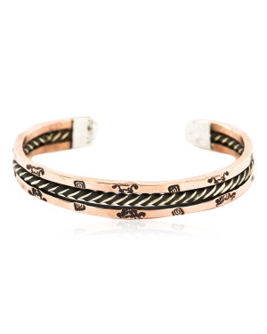 Handmade Horse Certified Authentic Navajo Pure Copper and Brass Native American Bracelet 12846-2