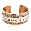 Handmade Horse Mountain Navajo Pure .925 Sterling Silver and Copper Native American Bracelet 12839-3