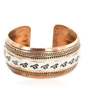 Handmade Horse Mountain Certified Authentic Navajo Pure .925 Sterling Silver and Copper Native American Bracelet 12839-3