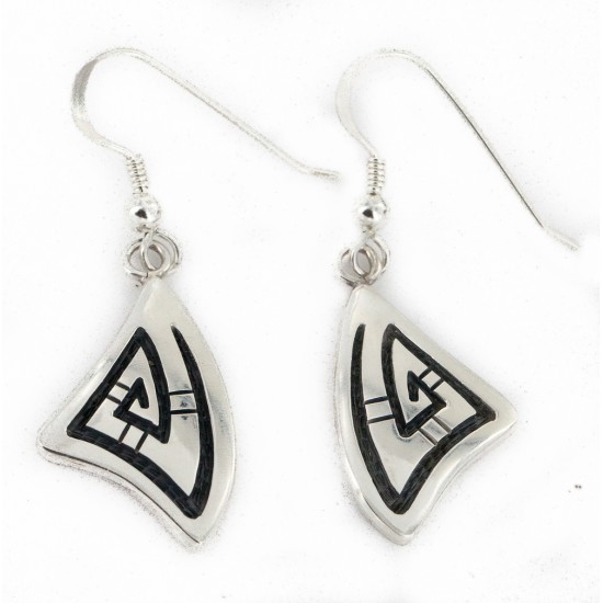 Handmade Kachina Certified Authentic Hopi .925 Sterling Silver Dangle Native American Earrings 12856-3
