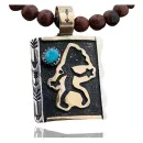 Handmade Kokopelli Navajo .925 Sterling Silver Turquoise Necklace 740103-22