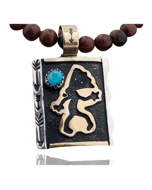 Handmade Kokopelli Certified Authentic Navajo .925 Sterling Silver 12kt Gold Filled Turquoise Native American Necklace 370834881739