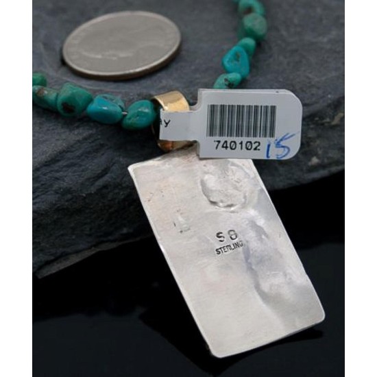 Handmade Kokopelli Certified Authentic Navajo .925 Sterling Silver 12kt Gold Filled Turquoise Native American Necklace 390611867855