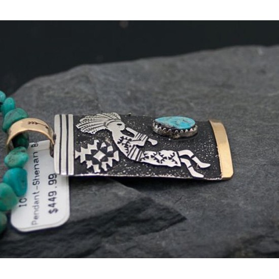 Handmade Kokopelli Certified Authentic Navajo .925 Sterling Silver 12kt Gold Filled Turquoise Native American Necklace 390611867855