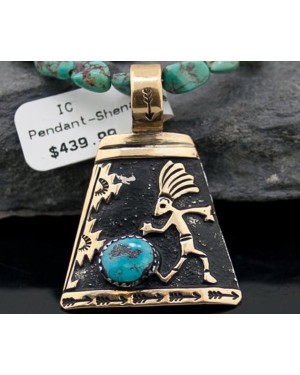 Handmade Kokopelli Certified Authentic Navajo .925 Sterling Silver 12kt Gold Filled Turquoise Native American Necklace 390614969451