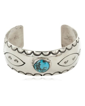 Handmade Kokopelli Certified Authentic Navajo Nickel Natural Turquoise Native American Bracelet 01 12784-5