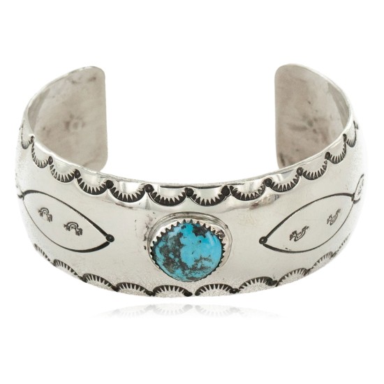 Handmade Kokopelli Certified Authentic Navajo Nickel Natural Turquoise Native American Bracelet 01 12784-5