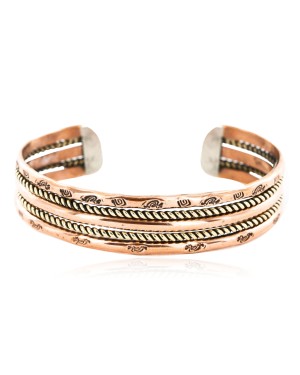 Handmade Kokopelli Certified Authentic Navajo Pure Copper and Brass Native American Bracelet 12845-3