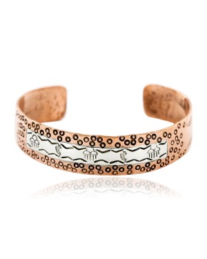 Handmade Kokopelli Rain Certified Authentic Navajo Pure .925 Sterling Silver and Copper Native American Bracelet 12762-4