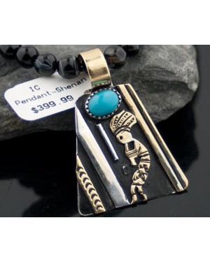 Handmade Kokopelli RARE Certified Authentic Navajo .925 Sterling Silver 12kt Gold Filled Turquoise Native American Necklace 390593289500