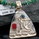 Handmade Kokopelli RARE Navajo .925 Sterling Silver 12kt Gold Filled Turquoise Native American Necklace 390612828685