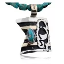 Handmade Kokopelli RARE Navajo .925 Sterling Silver 12kt Gold Filled Turquoise Native American Necklace 390616858874