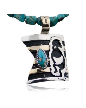 Handmade Kokopelli RARE Certified Authentic Navajo .925 Sterling Silver 12kt Gold Filled Turquoise Native American Necklace 390616858874
