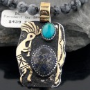 Handmade Kokopelli RARE Certified Authentic Navajo Native .925 Sterling Silver Gold Filled Turquoise Native American Necklace 390574096621