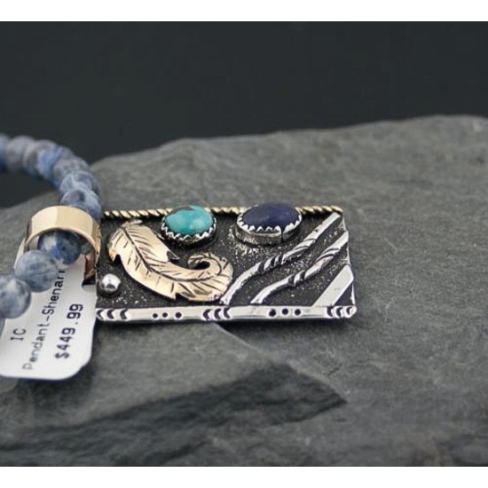 Handmade Leaf Certified Authentic Navajo .925 Sterling Silver 12kt Gold Filled Natural Turquoise 025 Native American Necklace 370808224524