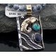 Handmade Leaf Certified Authentic Navajo .925 Sterling Silver 12kt Gold Filled Natural Turquoise 025 Native American Necklace 370808224524