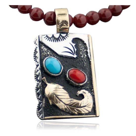 Handmade Leaf Certified Authentic Navajo .925 Sterling Silver 12kt Gold Filled Natural Turquoise Native American Necklace 370806673101 Handmade Leaf Certified Authentic Navajo .925 Sterling Silver 12kt Gold Filled Natural Turquoise Native American Necklace 370806673101