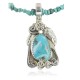 Handmade Leaf Certified Authentic Navajo .925 Sterling Silver Natural Turquoise Native American Necklace 370907919737