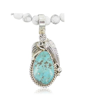 Handmade Leaf Certified Authentic Navajo .925 Sterling Silver Turquoise Native American Necklace 370909897471