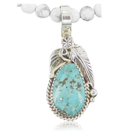 Handmade Leaf Certified Authentic Navajo .925 Sterling Silver Turquoise Native American Necklace 370909897471